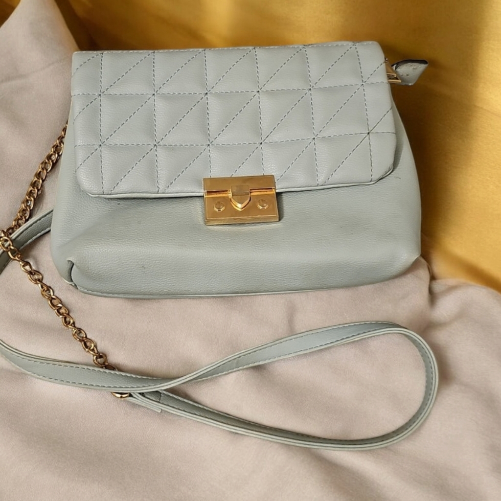 Light Blue Quilted Crossbody